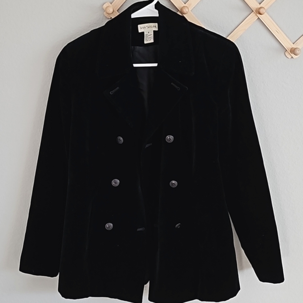 VINTAGE Ann Taylor Black VELVET Blazer